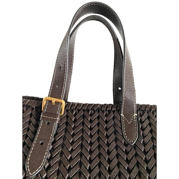 Anya Hindmarch Neeson Small Square Tote Handbag Bag brown capra leather woven - Picture 8 of 14